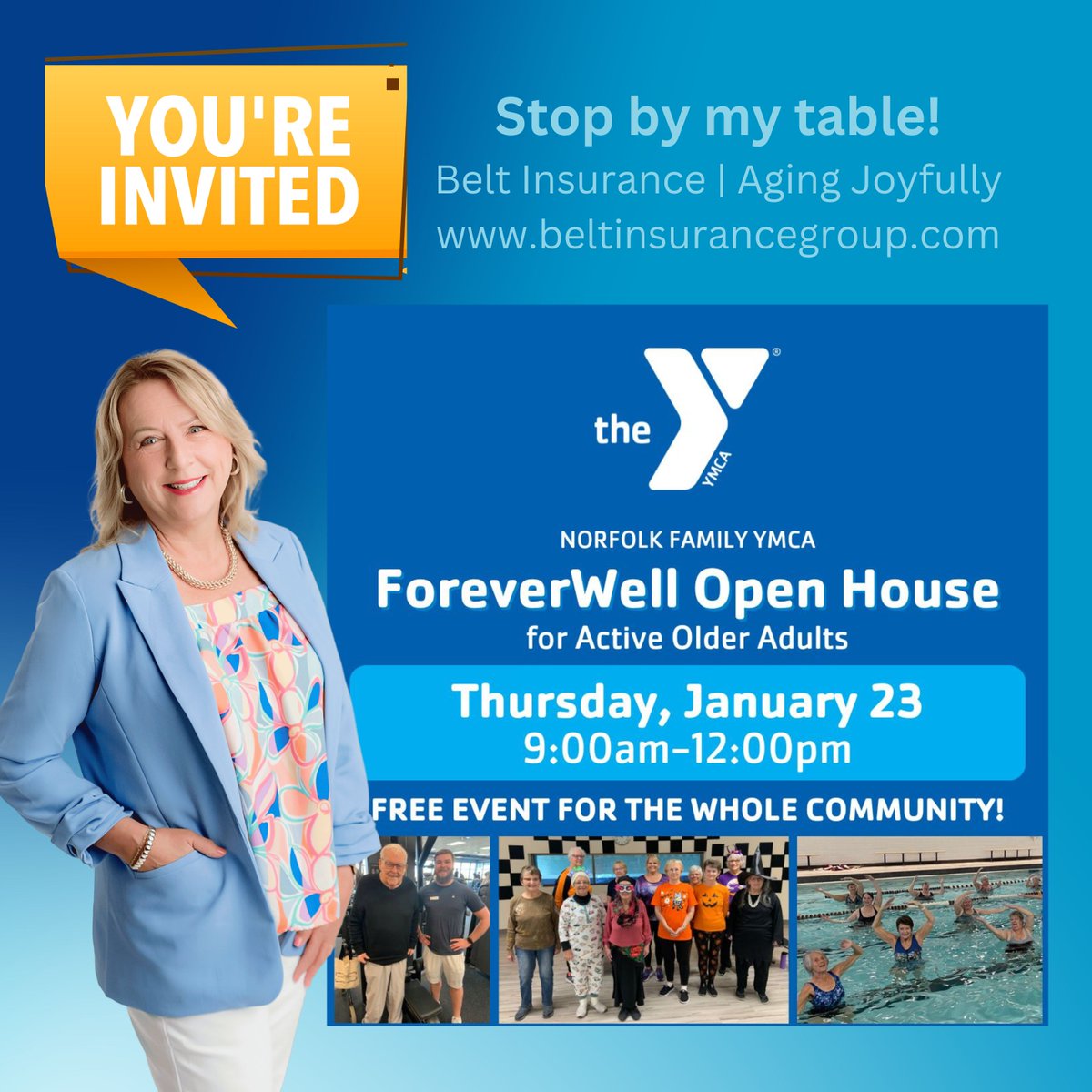 PegBelt's tweet photo. Come see me on Thursday! #YMCA #AgingJoyfully #ForeverWell https://t.co/1WFkrOwcGD