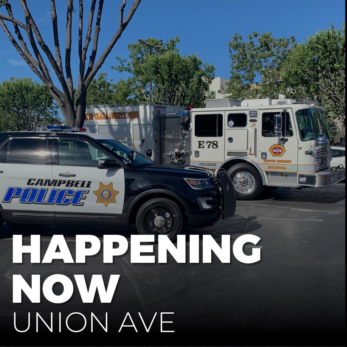 Campbell PD and <a href="/sccfiredept/">Santa Clara County Fire</a> are in scene of a structure fire on the 300 block of Union Ave. 

Union Ave is currently closed between Apricot Ave and E McGlincy Ln. Please avoid the area and use alternate routes.