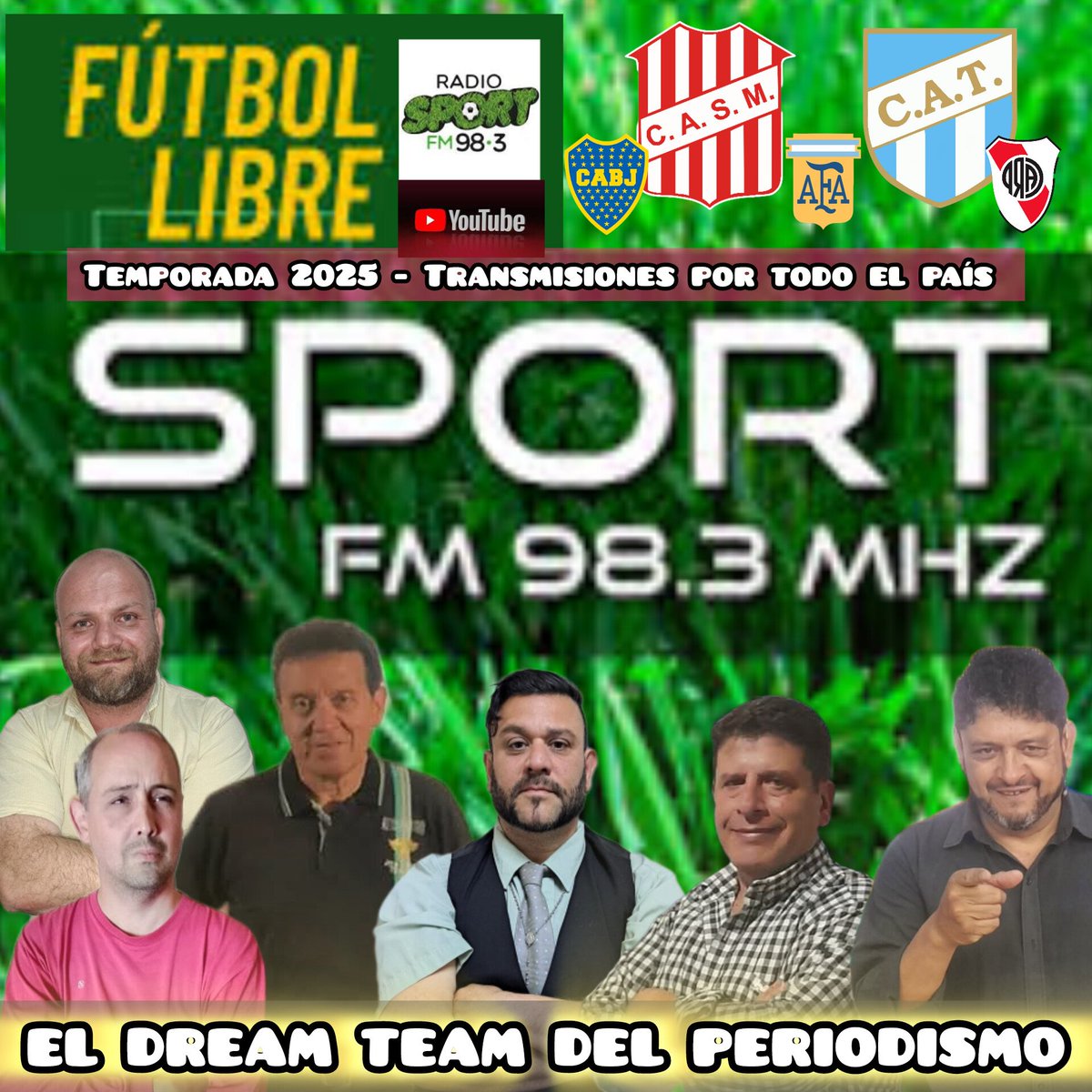 Temporada 2025 en <a href="/RadioSportFM983/">Radio SPORT FM 98.3</a> , con un equipo de grandes figuras consagradas  del periodismo tucumano, siguiendo las transmisiones  de <a href="/ATOficial/">Atlético Tucumán</a>, <a href="/CASMOficial/">Club Atlético San Martín</a> , Boca , River y selección  Argentina y desde Febrero de lúnes a viernes llega Fútbol libre de 19:30 a 21 hs