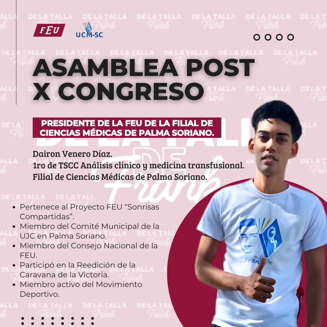 Del 25 hasta el 28 de enero de 2025, se llevará a cabo la ASAMBLEA POST X CONGRESO en la Universidad de Ciencias Informáticas (UCI), de La Habana. 🇨🇺
#UnidosPorElCambio
#CubaPorLaVida
#FEUsantiago
#UCM_SC
#SantiagoDeCuba