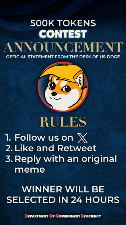 The USDOGE meme contest is officially live!

That's 10 winners, 500K USDOGE each. Make sure to follow the guidelines.

Good luck!