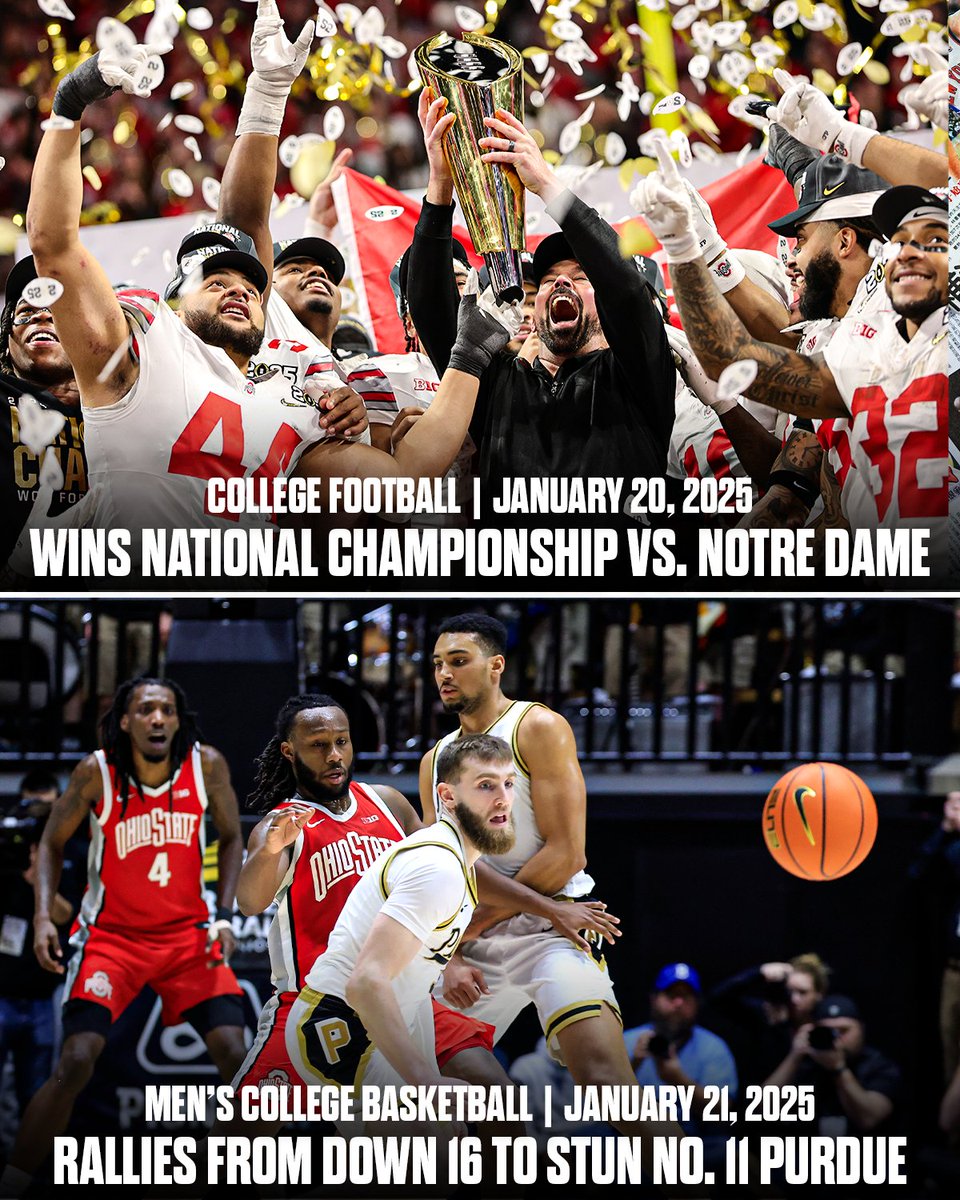 SportsCenter's tweet image. It's been UP for Ohio State in back-to-back days 🏆🌰