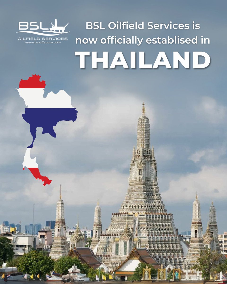 bsloffshore's tweet image. BSL Oilfield Services is now officially established in Thailand! This expansion strengthens our regional presence and allows us to better serve our clients with offshore containers, equipment, and services across Southeast Asia.

#OffshoreEquipment #DNVContainers #BSLOThailand