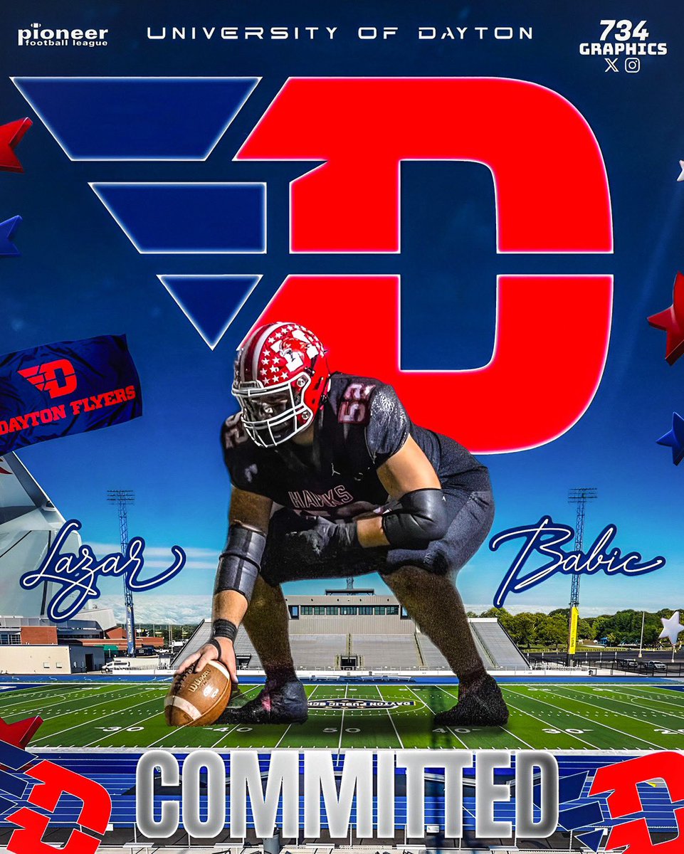 Lazar Babic (@lazarbabic_) on Twitter photo Super pumped to announce my commitment to the University of Dayton!!! 🔴🔵 #GoFlyers
<a href="/HawksMaine/">Maine South Hawks Football</a> <a href="/CoachWhalen59/">Greg Whalen</a> <a href="/TDAndrews4/">Coach Trevor Andrews</a> <a href="/DaytonFootball/">Dayton Football</a> <a href="/EDGYTIM/">Timothy “EDGYTIM” OHalloran</a> <a href="/PrepRedzoneIL/">Prep Redzone Illinois</a> <a href="/OLcoachvince/">Vincent Natali</a> <a href="/CoachChris_Roll/">Coach Chris Roll</a> Super pumped to announce my commitment to the University of Dayton!!! 🔴🔵 #GoFlyers
<a href="/HawksMaine/">Maine South Hawks Football</a> <a href="/CoachWhalen59/">Greg Whalen</a> <a href="/TDAndrews4/">Coach Trevor Andrews</a> <a href="/DaytonFootball/">Dayton Football</a> <a href="/EDGYTIM/">Timothy “EDGYTIM” OHalloran</a> <a href="/PrepRedzoneIL/">Prep Redzone Illinois</a> <a href="/OLcoachvince/">Vincent Natali</a> <a href="/CoachChris_Roll/">Coach Chris Roll</a>