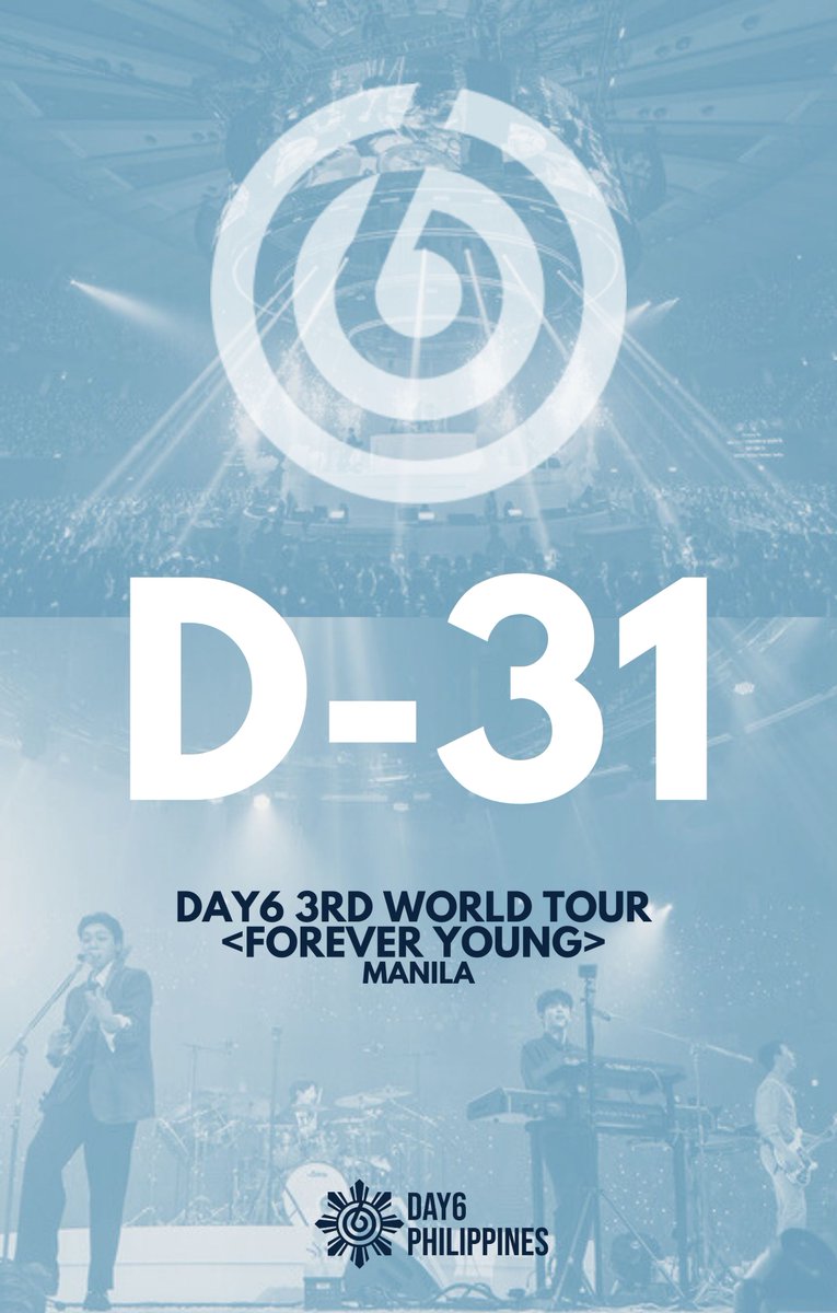 DAY6Philippines's tweet photo. We are officially a month away from DAY6 3rd World Tour <FOREVER YOUNG> in Manila! 

Handa na ba kayo, Filipino My Days? 🩵

#DAY6_3RD_WORLDTOUR_Manila #Forever_Young https://t.co/KCTvhtC7GJ