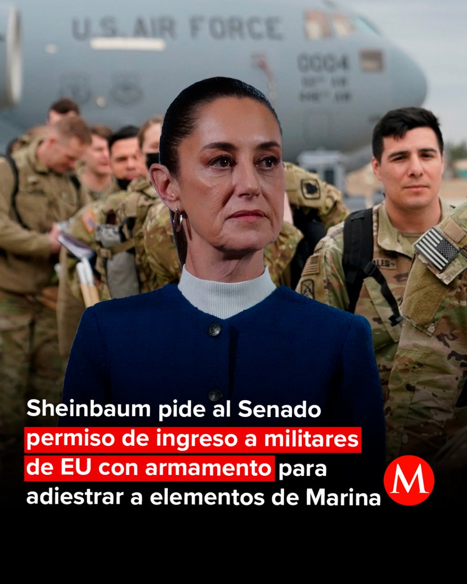 Milenio's tweet photo. 🇺🇸 La presidenta Claudia Sheinbaum solicitó al Senado de la República autorización para el ingreso a México de elementos militares del Comando de Operaciones Especiales del Ejército de EU con armamento y municiones.

📅 Los elementos ingresarían para realizar actividades de capacitación y adiestramiento de personal de la Secretaría de Marina del 17 de febrero al 28 de marzo de 2025.

🪖 Las actividades tienen que ver con la capacitación y adiestramiento relativas a la ejecución de tácticas, técnicas y procedimientos de combate convencional y no convencional en operaciones anfibias, en ambiente marítimo terrestre y aéreo.

🔴 Toda la información aquí: https://t.co/turaBI0hSF