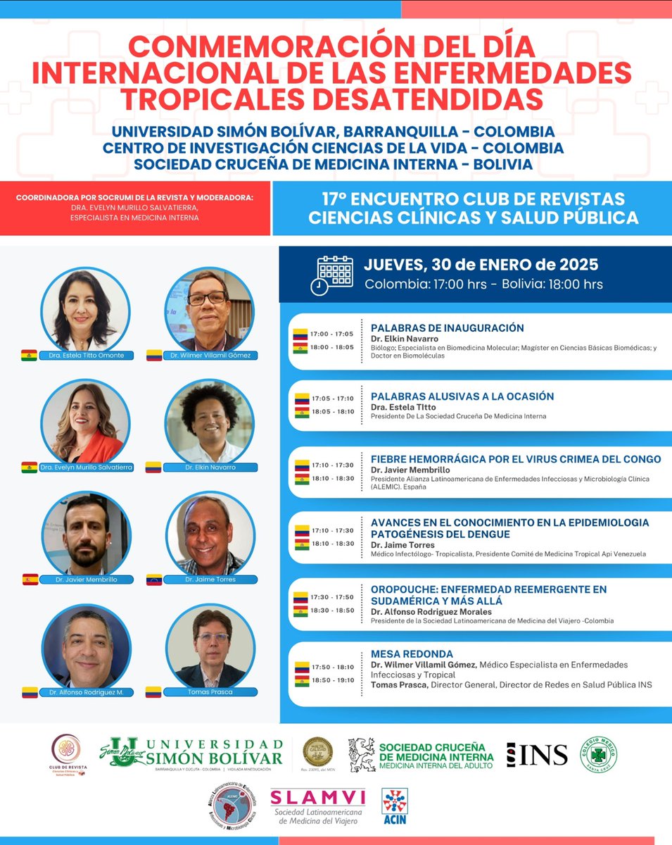 Dr Alfonso J Rodriguez-Morales MD MSc DTM&H HonDSc (@drajrodriguezm) on Twitter photo Todos cordialmente invitados!!!
Conmemoración del Día Internacional de las Enfermedades Tropicales Desatendidas.
<a href="/javimembrillo/">Javier Membrillo</a> <a href="/MiriamJAlvarez/">Miriam ALVAREZ</a> <a href="/SADI_arg/">Sociedad Argentina Infectología</a> <a href="/_AGEI/">AGEI</a>
<a href="/acinnacional/">ACINNACIONAL</a> <a href="/SPInfectologia/">Sociedad Paraguaya de Infectología</a> <a href="/SPEIT_oficial/">Sociedad Peruana de Enf. Infecciosas y Tropicales</a> <a href="/microasocarg/">Asociación Argentina de Microbiología</a> <a href="/SochinfOficial/">Sochinf</a> <a href="/SLAMVI/">SLAMVI</a> @ACENCAI_Panama <a href="/APInfectologia/">APInfectología</a> Todos cordialmente invitados!!!
Conmemoración del Día Internacional de las Enfermedades Tropicales Desatendidas.
<a href="/javimembrillo/">Javier Membrillo</a> <a href="/MiriamJAlvarez/">Miriam ALVAREZ</a> <a href="/SADI_arg/">Sociedad Argentina Infectología</a> <a href="/_AGEI/">AGEI</a>
<a href="/acinnacional/">ACINNACIONAL</a> <a href="/SPInfectologia/">Sociedad Paraguaya de Infectología</a> <a href="/SPEIT_oficial/">Sociedad Peruana de Enf. Infecciosas y Tropicales</a> <a href="/microasocarg/">Asociación Argentina de Microbiología</a> <a href="/SochinfOficial/">Sochinf</a> <a href="/SLAMVI/">SLAMVI</a> @ACENCAI_Panama <a href="/APInfectologia/">APInfectología</a>
