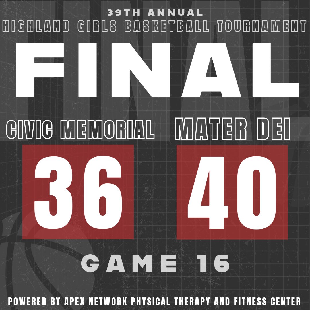 Highland Apex Physical Therapy and Fitness Center Girls Basketball Tournament Game 16 final