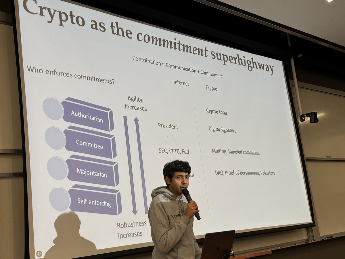 Amazing presentation by <a href="/sreeramkannan/">Sreeram Kannan</a> on crypto as the commitment superhighway 🛣️ <a href="/eigenlayer/">EigenCloud</a>. Love being back on campus and part of teaching team for Blockchain Entrepreneurship <a href="/StanfordEng/">Stanford Engineering</a> <a href="/StanfordCrypto/">Stanford Blockchain Club</a> !!!