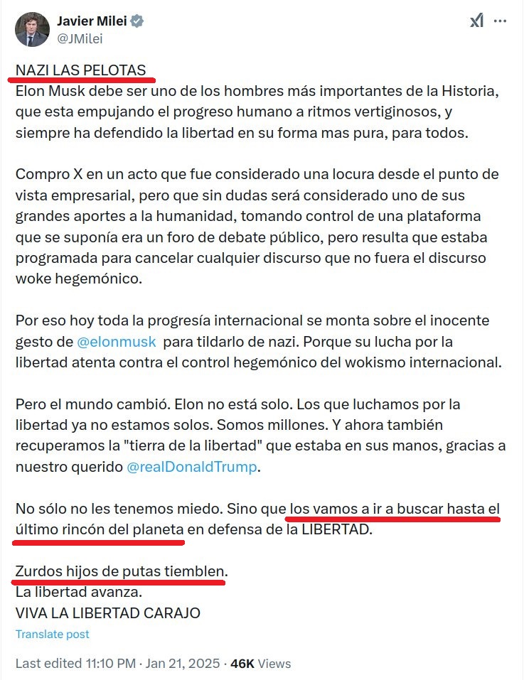 No somos nazis. Y lo probaremos persiguiendo hasta el último rincón del planeta al que piense diferente.