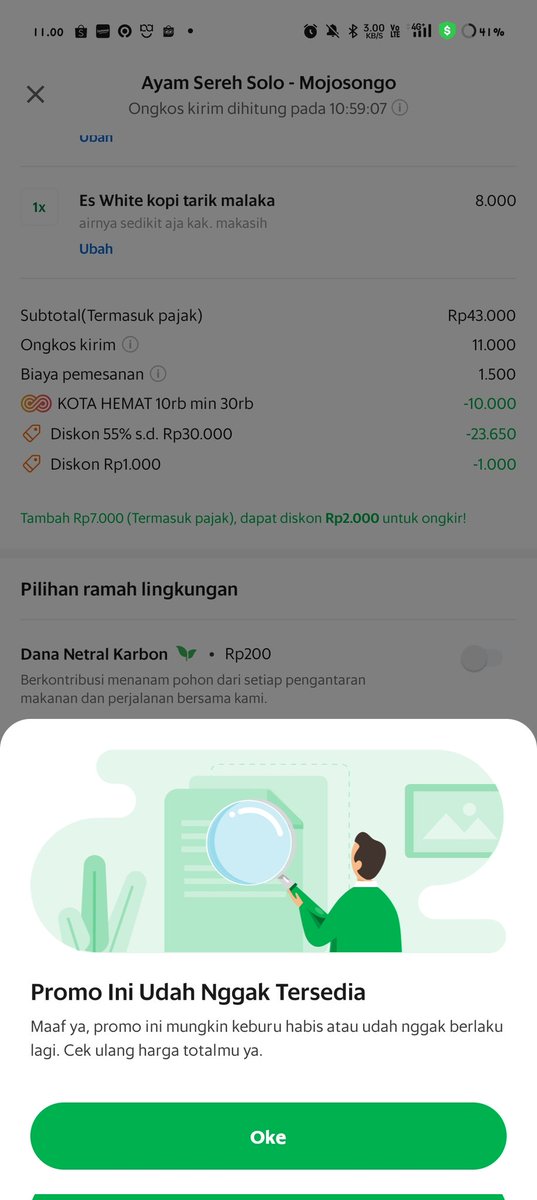 ddmme8's tweet photo. @GrabID @menxxc kak, kenapa diskon grabfood 55% nya ga bisa dipake terus? padahal udh langsung pas jam 11 lebih bbrp dtk aja. https://t.co/WOpoDwlGaa