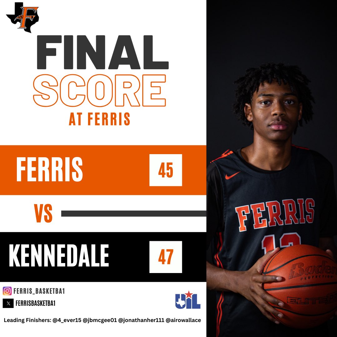 Ferris Basketball (@ferrisbasketba1) on Twitter photo Jackets Fall to #13 Kennedale⦠Jackets will keep moving forward and prepare for their next opponent. Jackets were led by <a href="/JonathanHer111/">Jonathan Herrera</a> 14pts, 1reb, 1ast, 1stl
<a href="/jbmcgee01/">Joshua Blake McGee</a> 12pts, 3ast, 2stls
<a href="/4_ever15/">Josiah Harris</a> 9pts, 14rebs, 7ast, 1blk, 1stl
<a href="/airowallace/">Airon wallace</a> 7pts, 7rebs Jackets Fall to #13 Kennedale⦠Jackets will keep moving forward and prepare for their next opponent. Jackets were led by <a href="/JonathanHer111/">Jonathan Herrera</a> 14pts, 1reb, 1ast, 1stl
<a href="/jbmcgee01/">Joshua Blake McGee</a> 12pts, 3ast, 2stls
<a href="/4_ever15/">Josiah Harris</a> 9pts, 14rebs, 7ast, 1blk, 1stl
<a href="/airowallace/">Airon wallace</a> 7pts, 7rebs