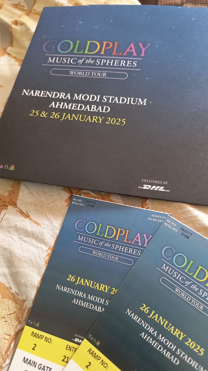 meet4657's tweet photo. Two Coldplay Tickets Ahemdabad 
Hand to hand in ahmedabad 
#coldplay #ColdplayAhemdabad #ColdplayTickets #ColdplayIndia #coldplayconcert  #tickets #coldplayconcert #RajatDalal #SaifAliKhanAttacked #RohitSharma𓃵 #ElvishYadav #coldplayindiatour #viratkohli #ahemdabad https://t.co/5I10txLZZD