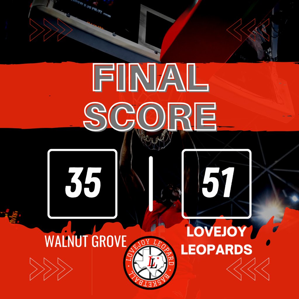 LovejoyHoops's tweet photo. Your Leopards avenged their lone loss in district w/ a hard fought win over a well coached &amp; talented Walnut Grove squad. Extremely proud of the defensive effort and grit to battle through adversity. Thank you so much to fans for braving the cold, you made a difference! #weareONE https://t.co/K1lwPRAZJS