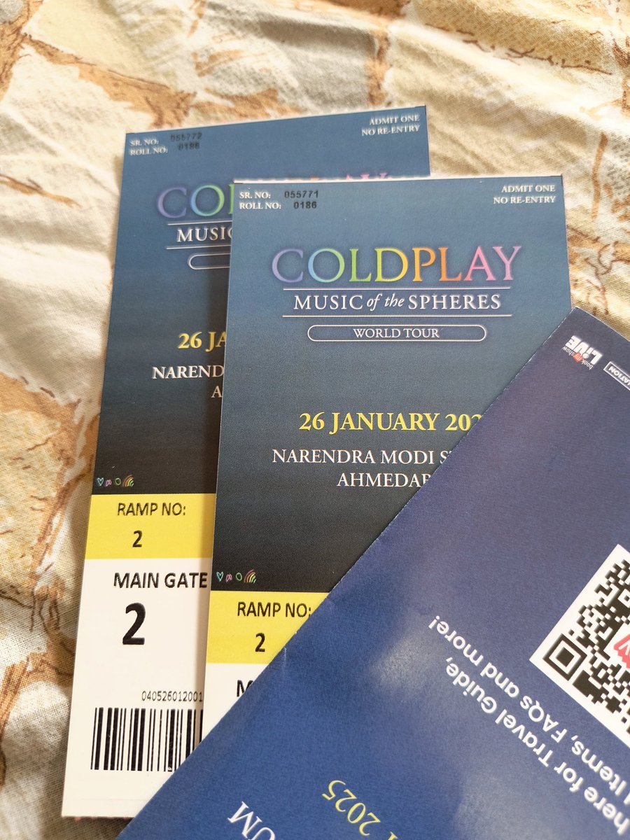 meet4657's tweet photo. Two Coldplay Tickets Ahemdabad 
Hand to hand in ahmedabad 
#coldplay #ColdplayAhemdabad #ColdplayTickets #ColdplayIndia #coldplayconcert  #tickets #coldplayconcert #RajatDalal #SaifAliKhanAttacked #RohitSharma𓃵 #ElvishYadav #coldplayindiatour #viratkohli #ahemdabad https://t.co/uYkDEVXOo8