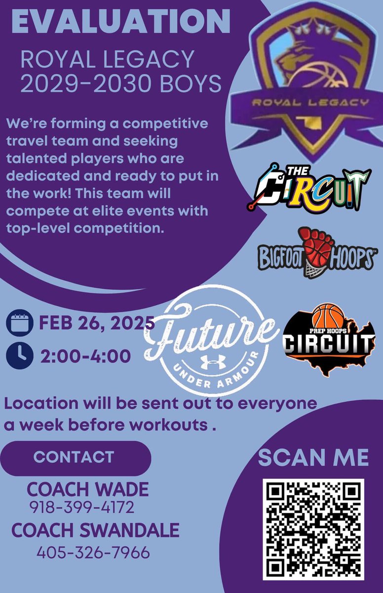 🏀 IT’S TIME TO BALL! 🏀

Are you ready to elevate your game? 💪 Oklahoma Royal Legacy TRYOUTS are open for BOYS &amp; GIRLS of ALL AGES – and they’re FREE!

🔥 Compete locally or nationally – YOUR journey, YOUR goals.
🔥 We’re also looking for dedicated coaches to join our program!