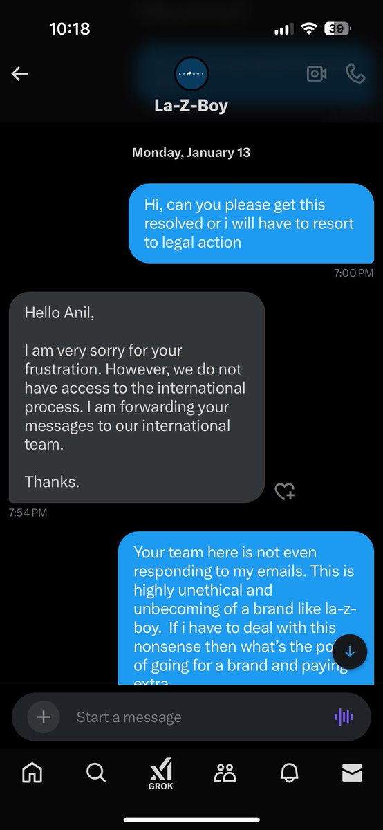 anilpratap's tweet photo. @lazboy Have already shared everything in DM. See screenshot of our conversation. It has been close to 3 months without any resolution https://t.co/Cy8u7DXE5t