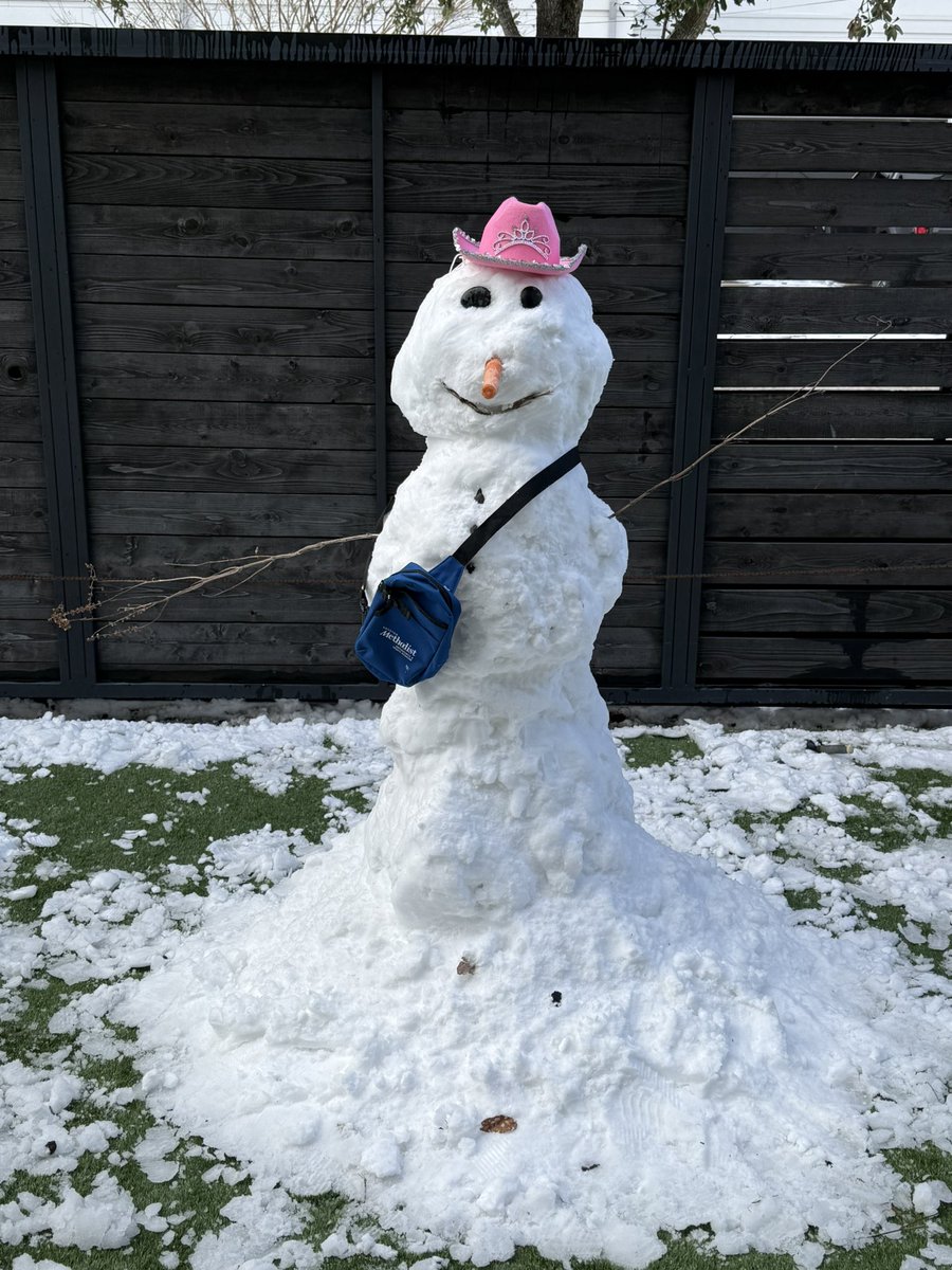 otohns's tweet image. Snowstorm in Houston!  First and probably the last 5 foot snowman for awhile!