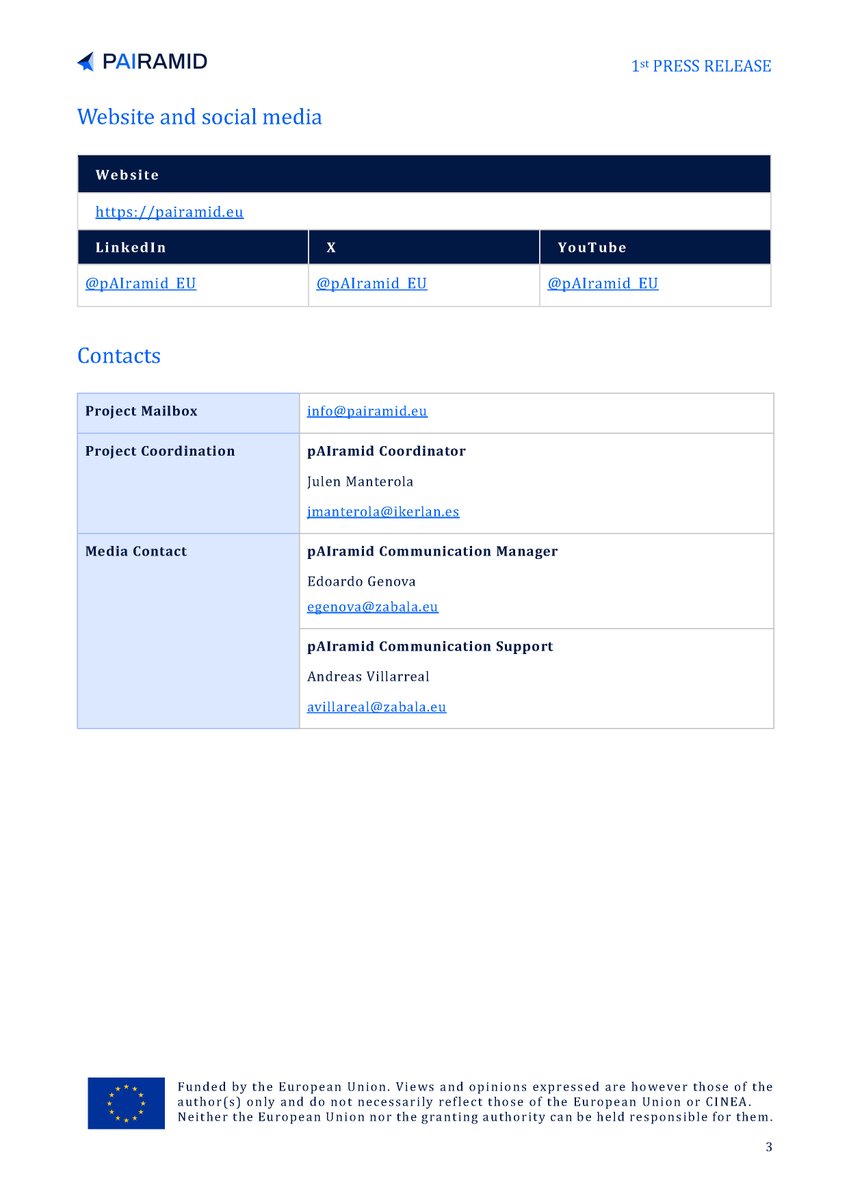 Taking off towards innovation! ✈️

@pAIramid_EU project revolutionising composite aerostructures with AI-driven virtual testing issues its 1️⃣ #pressrelease

🚀 Streamlined certification
🌿 Sustainable aviation
⚙️ Advanced materials

#ClimateNeutrality by 2050 🛠️

<a href="/cinea_eu/">CINEA 🇪🇺</a>