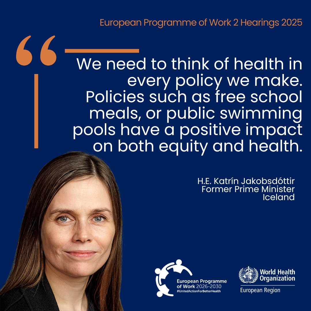 WHO/Europe (@who_europe) on Twitter photo To achieve the healthier, happier societies we want it’s crucial to make sure health is considered in every policy says <a href="/katrinjak/">Katrín Jakobsdóttir</a> #UnitedActionForBetterHealth To achieve the healthier, happier societies we want it’s crucial to make sure health is considered in every policy says <a href="/katrinjak/">Katrín Jakobsdóttir</a> #UnitedActionForBetterHealth