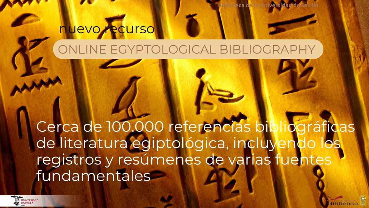 Biblioteca US (@biblioteca_us) on Twitter photo Novedad: suscritos a Online Egyptological Bibliography (OEB)
Base de datos imprescindible para investigadores, académicos y estudiantes interesados en el antiguo #Egipto
Accede al recurso tiny.cc/OEB
<a href="/unisevilla/">Universidad de Sevilla</a> <a href="/InvestigaUS/">Investigación US</a> <a href="/twitCADUS/">Consejo de Alumnos US</a> @fgeoehisUS <a href="/DelegaLitterae/">Delegación de Alumnos de Filología de la US</a> Novedad: suscritos a Online Egyptological Bibliography (OEB)
Base de datos imprescindible para investigadores, académicos y estudiantes interesados en el antiguo #Egipto
Accede al recurso tiny.cc/OEB
<a href="/unisevilla/">Universidad de Sevilla</a> <a href="/InvestigaUS/">Investigación US</a> <a href="/twitCADUS/">Consejo de Alumnos US</a> @fgeoehisUS <a href="/DelegaLitterae/">Delegación de Alumnos de Filología de la US</a>