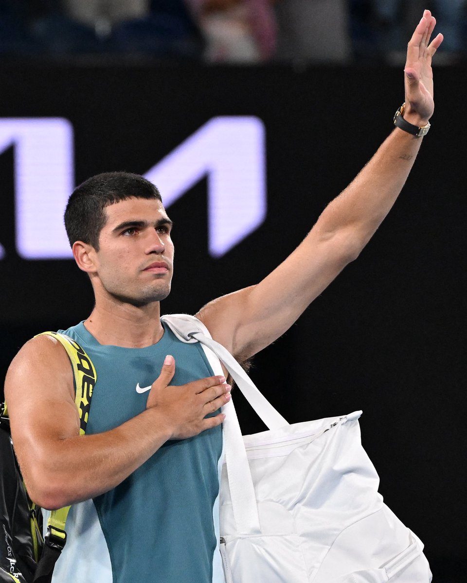 carlosalcaraz's tweet photo. I fought to the end, but it was not to be 🥲 Congratulations @DjokerNole for winning a great battle out there yesterday! See you next year Melbourne! 👋🏻 Thank you for the support ❤️

📸 Getty https://t.co/ADbziTfg1F