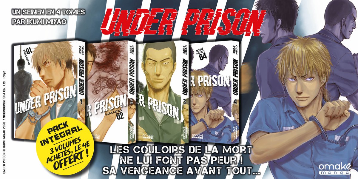 OmakeManga's tweet photo. Nouveau pack intégral chez #OmakéManga avec l'arrivée le 06 février de "UNDER PRISON" et ses 4 tomes au prix de 3 ! 🤩
👉 https://t.co/GST9uCHvei
Junya est prêt à se faire incarcérer dans la pire prison du pays pour se venger... #seinen #UnderPrison https://t.co/Hj9CQCrHmG