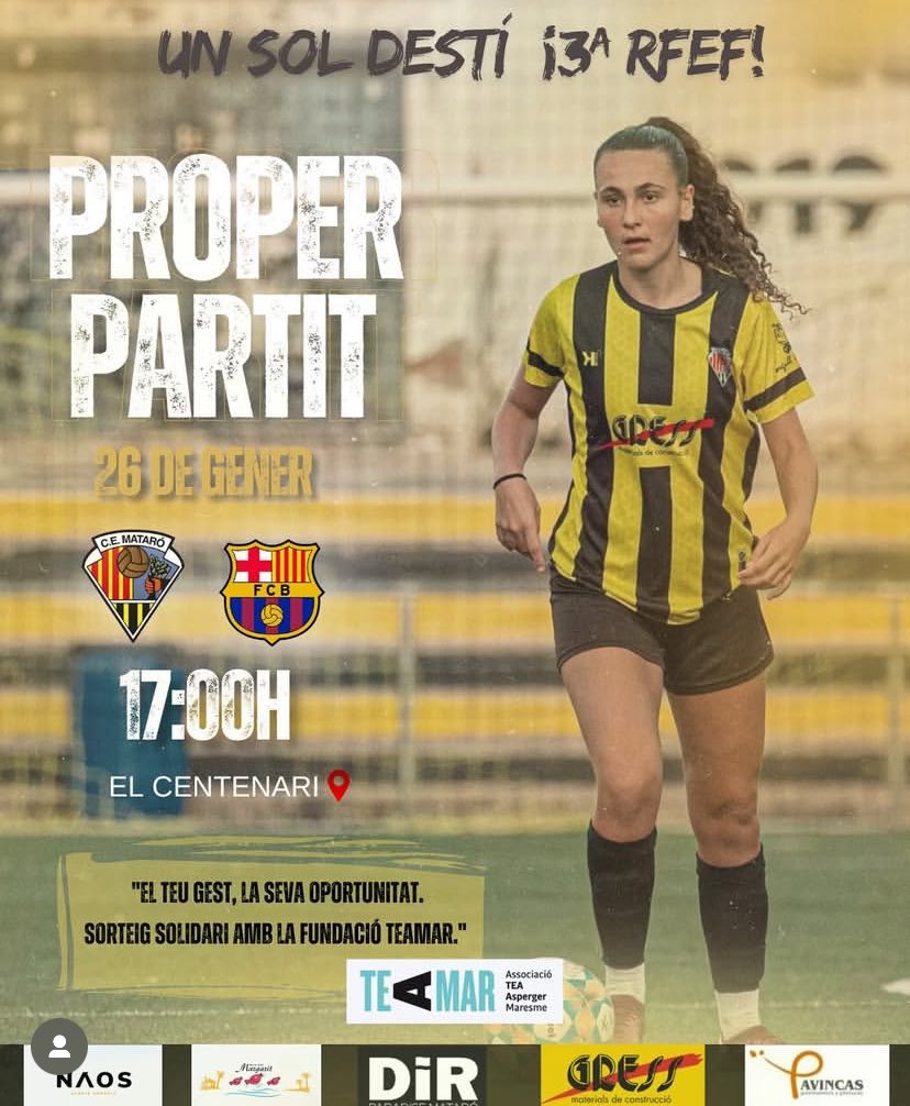 ✨ La màgia d’aquest esport.

El <a href="/ce_mataro/">CE Mataró</a> i <a href="/AspergerMaresme/">TEA Asperger Maresme</a> preparen un sorteig benèfic al descans del partit de diumenge.

El que es recapti anirà destinat a l’associació maresmenca per a donar suport a les persones amb TEA i les famílies.

Ah, i es juguen el liderat.