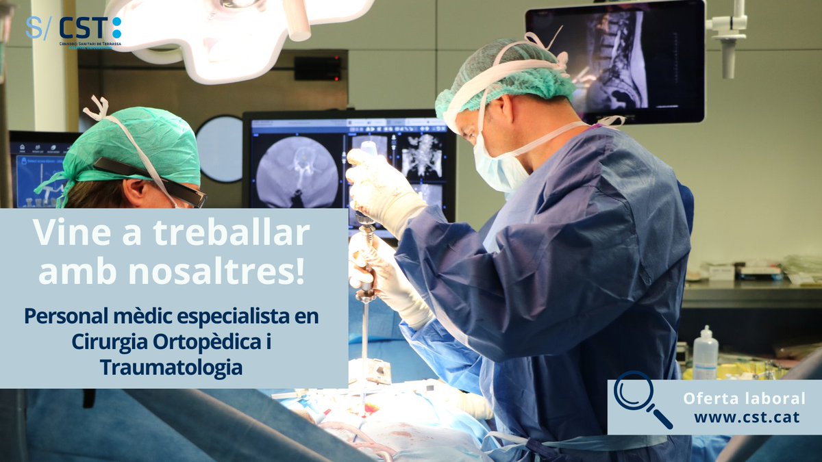 💻 El #CSTerrassa convoca lloc de treball de Personal mèdic especialista en Cirurgia Ortopèdica i Traumatologia 

🔍 Accedeix a la convocatòria cst.cat/oferta-treball…

🏥 Vine a treballar amb nosaltres ❗

#OfertalaboralCST