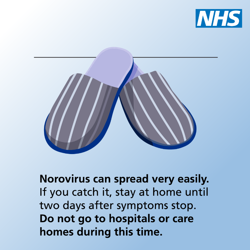 NHSuk's tweet photo. Norovirus is a stomach bug that causes vomiting and diarrhoea.

It can be very unpleasant, but usually goes away in about 2 days.

You can usually treat yourself at home, but the most important thing is to rest and have lots of fluids. 

https://t.co/1BgneAOs9j