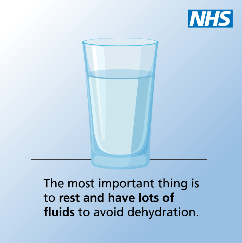 NHSuk's tweet photo. Norovirus is a stomach bug that causes vomiting and diarrhoea.

It can be very unpleasant, but usually goes away in about 2 days.

You can usually treat yourself at home, but the most important thing is to rest and have lots of fluids. 

https://t.co/1BgneAOs9j