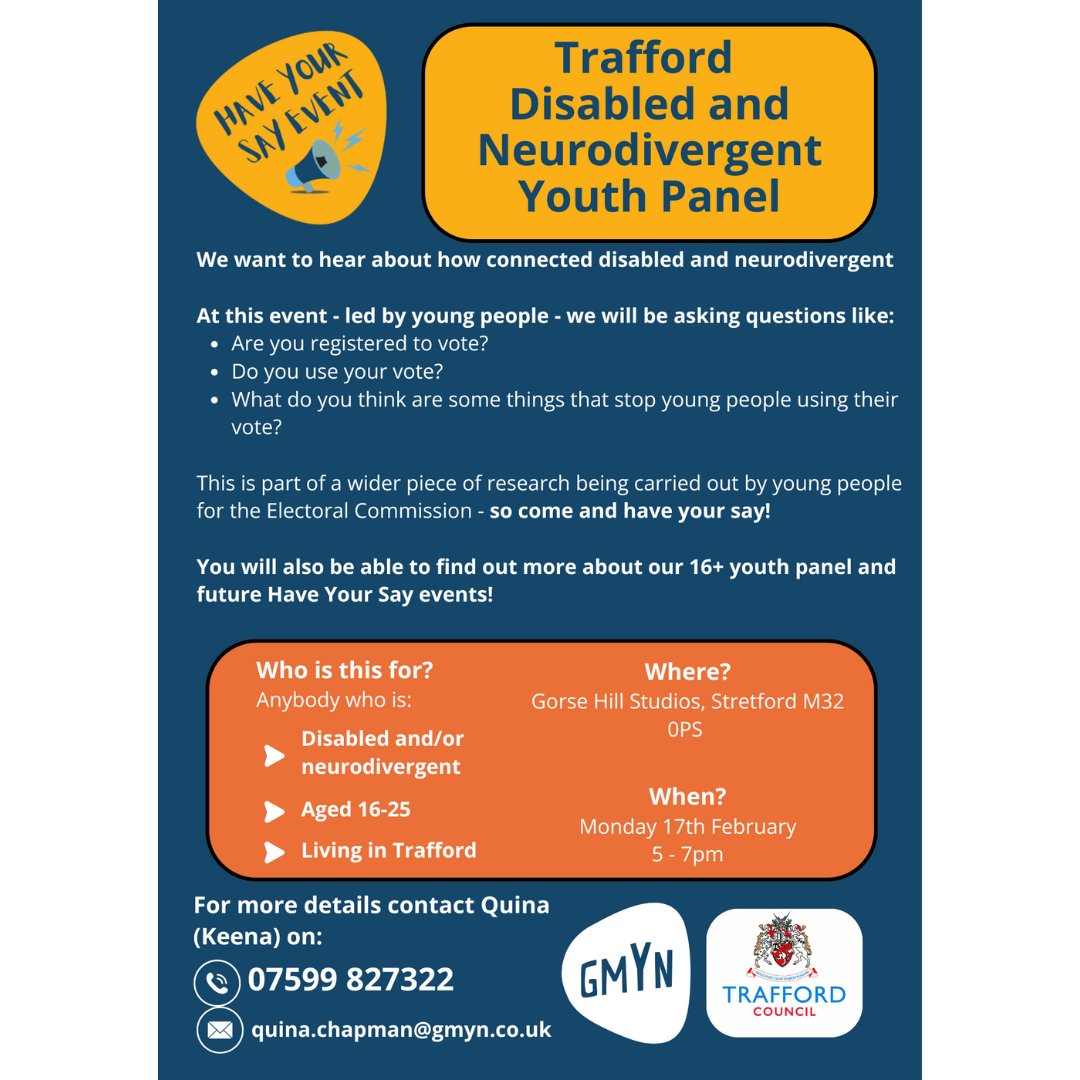 📣 Disabled &amp; neurodivergent young people in Greater Manchester! Join GMYN to shape politics &amp; share your voting experiences! 💪💬 #YouthEngagement #PoliticalVoice #InclusiveVoices