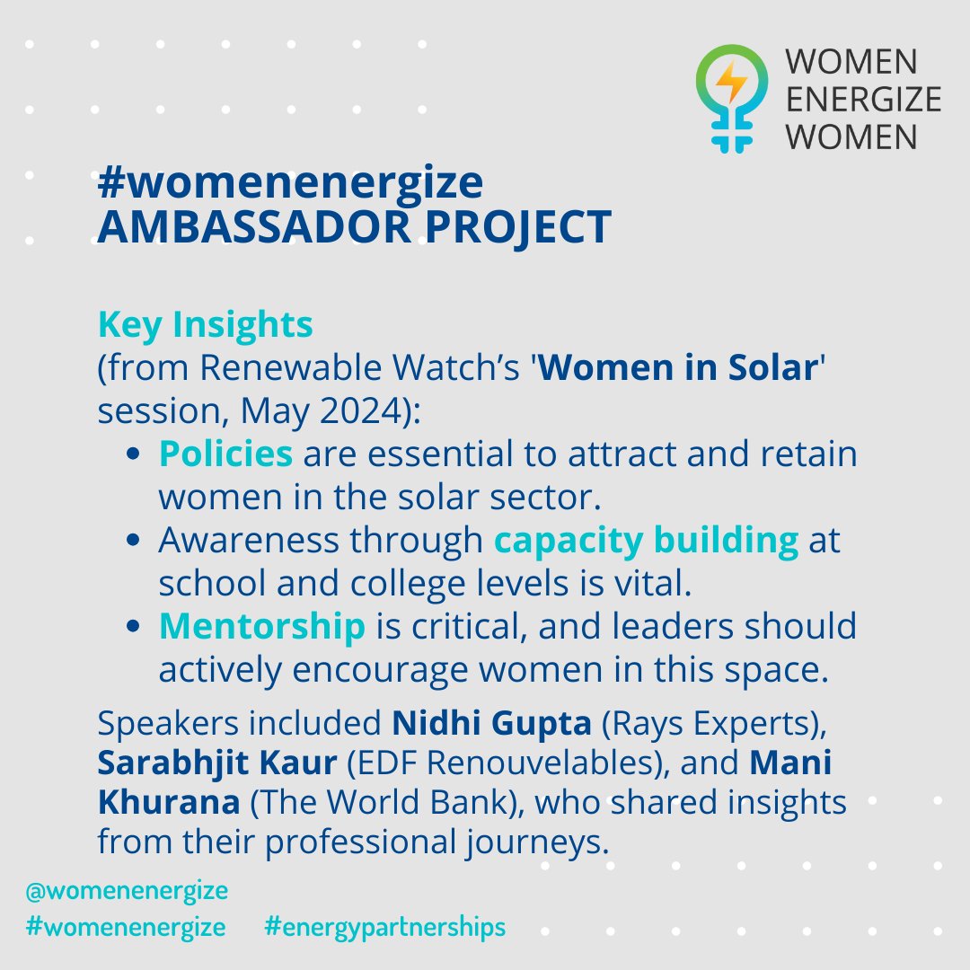 Women Energize Women (@womenenergize) on Twitter photo 🌍 #womenenergize Ambassador activities 🌟
Meet Khushboo Goyal driving impact with <a href="/RW_Mag/">Renewable Watch</a> !
⚡️Amplifying #femalevoices in #cleanenergy
⚡️#Mentorship & #networking for #youngleaders
⚡️Celebrating #successstories in #renewables
Let’s inspire the next generation! 💬
#leadership 🌍 #womenenergize Ambassador activities 🌟
Meet Khushboo Goyal driving impact with <a href="/RW_Mag/">Renewable Watch</a> !
⚡️Amplifying #femalevoices in #cleanenergy
⚡️#Mentorship & #networking for #youngleaders
⚡️Celebrating #successstories in #renewables
Let’s inspire the next generation! 💬
#leadership
