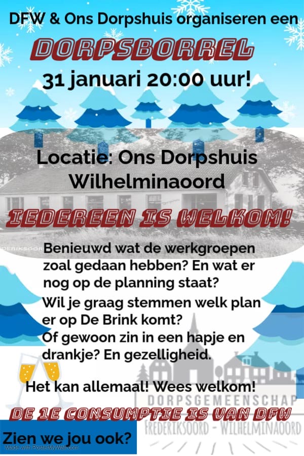 Binnenkort in <a href="/Wilhelminaoord/">Wilhelminaoord</a>. Ze zijn er actief, bedenken nieuwe plannen en voeren ze ook uit. Tijdens deze avond mogen inwoners bijvoorbeeld een keuze maken voor een ontwerp van een nieuwe speel(beleef)tuin.👇