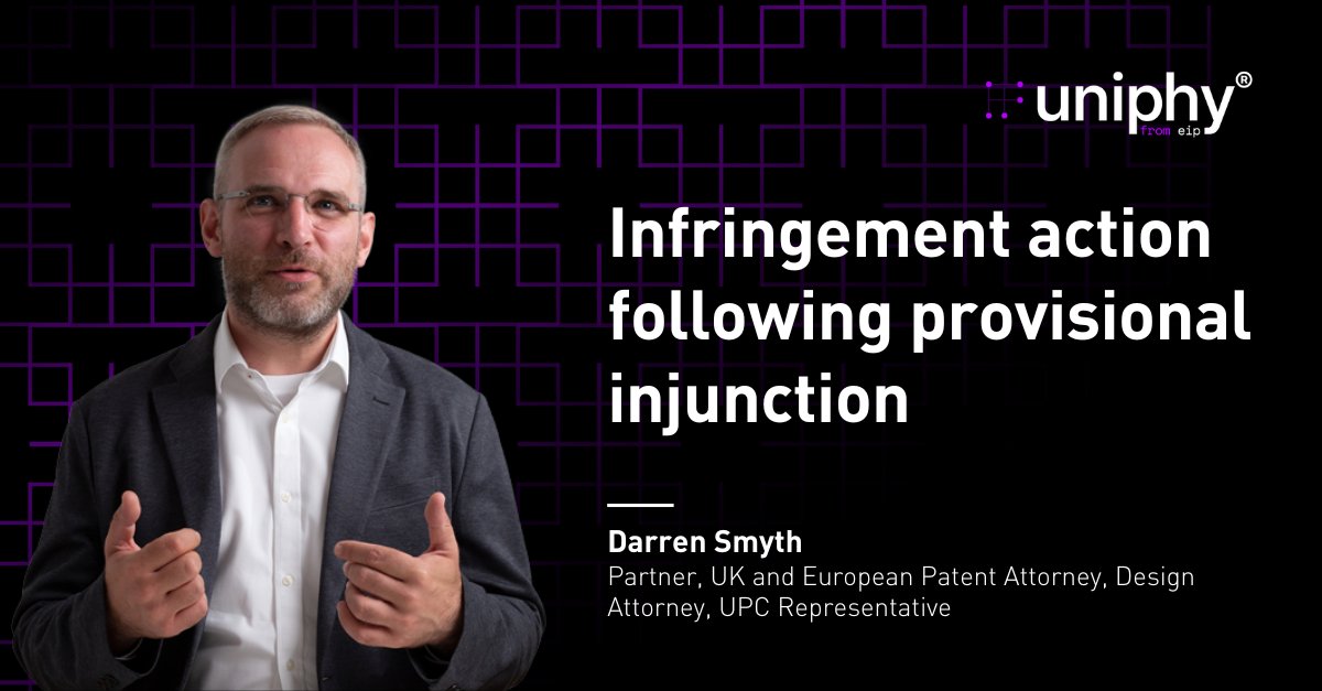 EIP's tweet image. After being granted a provisional injunction, a patentee has to start an action on the merits within a specified time, or the injunction will lapse.  Here, the UPC clarifies that it is only necessary to file a Statement of Claim through the CMS by the deadline; it is not…