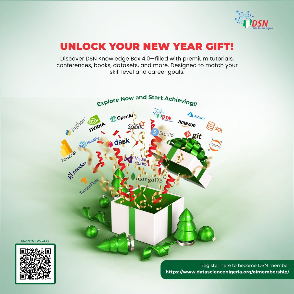dsn_ai_network's tweet photo. Do you know about the @dsn_ai_network AI knowledge box?

Previously available on hard drives, the DSN AI Knowledge Box brought together videos, tutorials, datasets, books, and courses to help bridge the knowledge gap in Data Science and Artificial Intelligence, even for those with limited internet access.

Guess what? It just got a game-changing upgrade!

You can now access 25,000+ premium learning resources from global experts, anytime, anywhere. 

No more waiting for hard drives—everything is now hosted on our GitHub repository for seamless access and collaboration.

What’s New?
a. Instant Online Access: Start exploring right away.

b. Real-Time Updates: Get fresh content as it’s added.

c. Global Collaboration: Connect and grow with a global learning community.

The future of learning is just a click away—join the revolution!

Access it here>https://t.co/0o6yh00oX4

#datasciencenigeria #dsnaiknowledgebox #dsncommunity