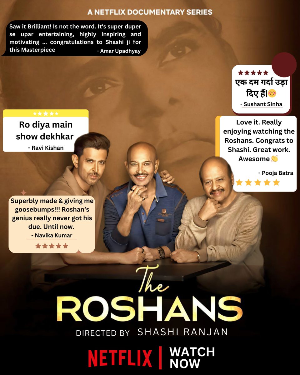#ITAAwards (@theita_official) on Twitter photo 'The Roshans' Directed by Shashi Ranjan  now streaming on Netflix , creating buzz all-around you must watch it..!
#theroshansonnetflix
<a href="/RakeshRoshan_N/">Rakesh Roshan</a>  #rajeshroshan  <a href="/iHrithik/">Hrithik Roshan</a> <a href="/NetflixIndia/">Netflix India</a> <a href="/301055Ranjan/">Shashi Ranjan</a> 'The Roshans' Directed by Shashi Ranjan  now streaming on Netflix , creating buzz all-around you must watch it..!
#theroshansonnetflix
<a href="/RakeshRoshan_N/">Rakesh Roshan</a>  #rajeshroshan  <a href="/iHrithik/">Hrithik Roshan</a> <a href="/NetflixIndia/">Netflix India</a> <a href="/301055Ranjan/">Shashi Ranjan</a>