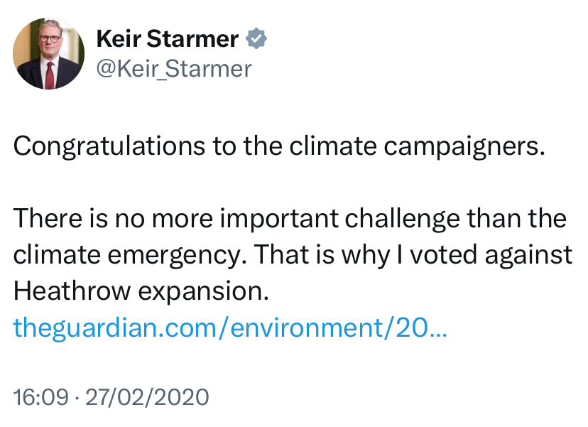XRUK_Actions (@xruk_actions) on Twitter photo Well. <a href="/Keir_Starmer/">Keir Starmer</a> has changed his tune. Expanding #Heathrow would be a disaster for us all, a desperate, misjudged effort to boost economic growth. He knows, as does <a href="/RachelReevesMP/">Rachel Reeves</a> that airport expansion in the face of #ClimateBreakdown is #FlyingToExtinction Well. <a href="/Keir_Starmer/">Keir Starmer</a> has changed his tune. Expanding #Heathrow would be a disaster for us all, a desperate, misjudged effort to boost economic growth. He knows, as does <a href="/RachelReevesMP/">Rachel Reeves</a> that airport expansion in the face of #ClimateBreakdown is #FlyingToExtinction
