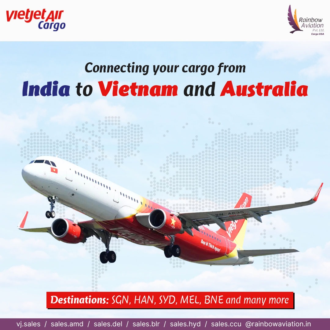 Connecting your #cargo from #India to #Vietnam and #Australia

Book your cargo now 📦

#cargogsa #gsa #gssa #aircargo #aviation #airshipments #aircargogssa #airlines #cargoairlines #vietjetcargo #vietnamtoasutralia #cargoforaustralia