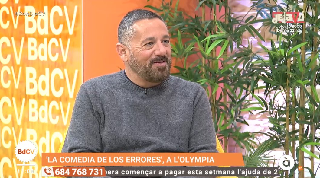 Bona vesprada CV (@bonavespradacv) on Twitter photo Hui ens visita l’actor <a href="/NietoPepon/">Pepon Nieto</a> per a presentar ‘La comedia de los errores’. L’obra és una versió de la comèdia clàssica de William Shakespeare, de la qual podem disfrutar fins al 26 de gener al <a href="/teatroolympia/">Teatro Olympia</a> de València.
<a href="/apunt_media/">À Punt</a> Hui ens visita l’actor <a href="/NietoPepon/">Pepon Nieto</a> per a presentar ‘La comedia de los errores’. L’obra és una versió de la comèdia clàssica de William Shakespeare, de la qual podem disfrutar fins al 26 de gener al <a href="/teatroolympia/">Teatro Olympia</a> de València.
<a href="/apunt_media/">À Punt</a>