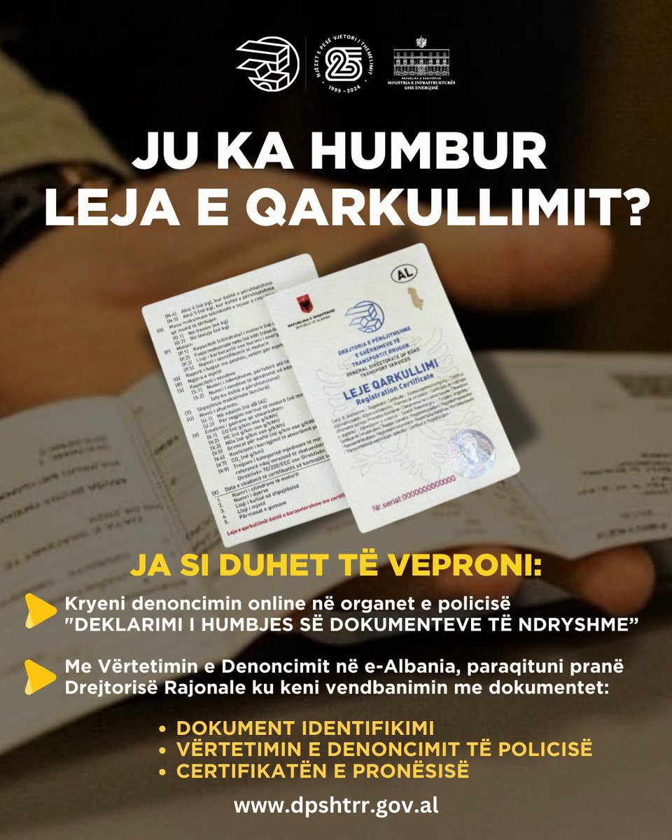 dpshtrr's tweet photo. 🤯 Humbja, vjedhja apo shkatërrimi i Lejes së Qarkullimit nuk ka përse të jetë një situatë stresuese për ju, pasi në vetëm 2 hapa ju mund të pajiseni me Lejen e re të Qarkullimit! https://t.co/b7HGu5kqYj