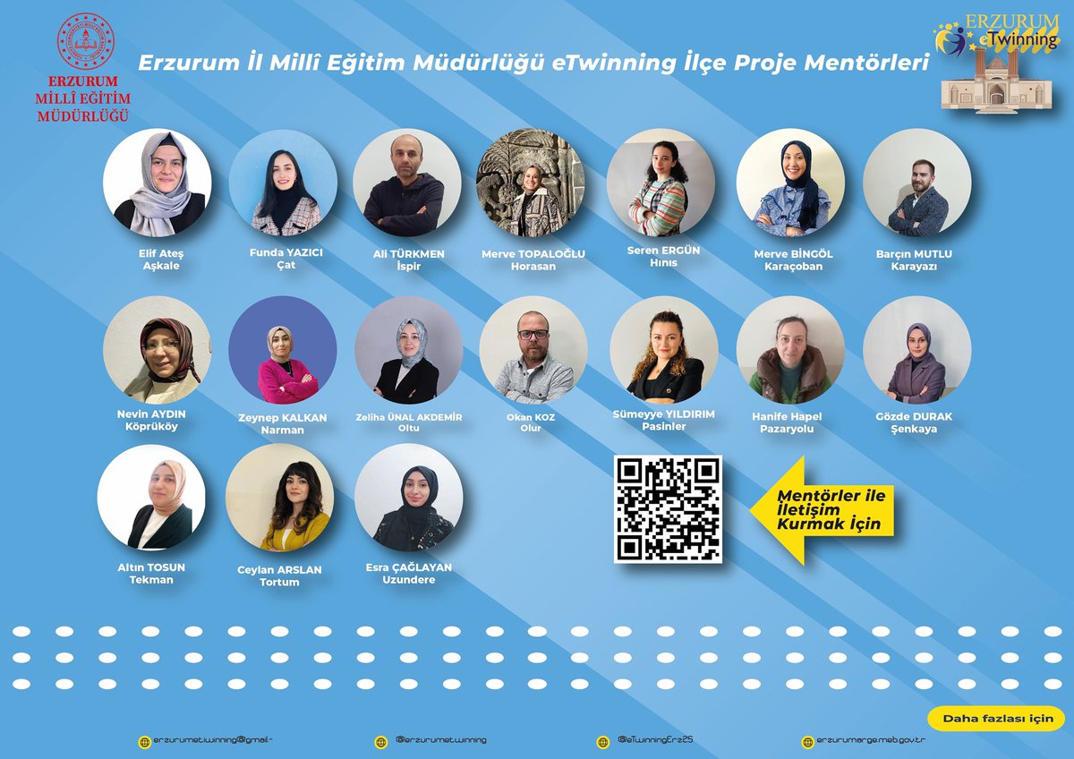 📢Erzurum eTwinning Ailesi📢

Erzurum merkez olmayan ilçelerde;
📰 eTwinning projelerini yaygınlaştırmak, 
🤝 Proje süreçlerinde iletişim ve iş birliğini arttırmak
🤓 Pratik çözümler sunmak için
amacıyla ilçe mentörlerimiz ile iletişime geçebilirsiniz.