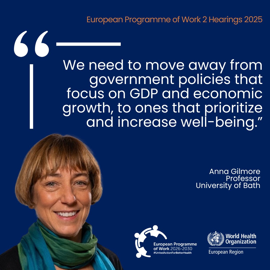 WHO/Europe (@who_europe) on Twitter photo Professor Anna Gilmore of <a href="/UniofBath/">University of Bath</a> highlights the need to ensure that we prioritise health and well-being among our populations to build stronger societies #UnitedActionForBetterHealth Professor Anna Gilmore of <a href="/UniofBath/">University of Bath</a> highlights the need to ensure that we prioritise health and well-being among our populations to build stronger societies #UnitedActionForBetterHealth