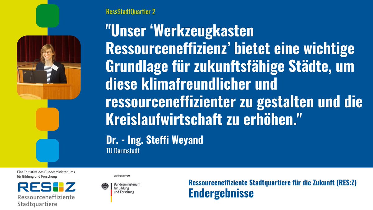 Ressourceneffiziente Stadtquartiere (@re_stadt) on Twitter photo RES:Z befindet sich auf der Zielgeraden. Ab heute stellen wir jede Woche in Interviews auf unserer Website die Endergebnisse der geförderten Projekte vor. Den Anfang macht RessStadtQuartier. Hier wurde z.B der Werkzeugkasten Ressourceneffizienz entwickelt.
ressourceneffiziente-stadtquartiere.de/?page_id=8027&… RES:Z befindet sich auf der Zielgeraden. Ab heute stellen wir jede Woche in Interviews auf unserer Website die Endergebnisse der geförderten Projekte vor. Den Anfang macht RessStadtQuartier. Hier wurde z.B der Werkzeugkasten Ressourceneffizienz entwickelt.
ressourceneffiziente-stadtquartiere.de/?page_id=8027&…