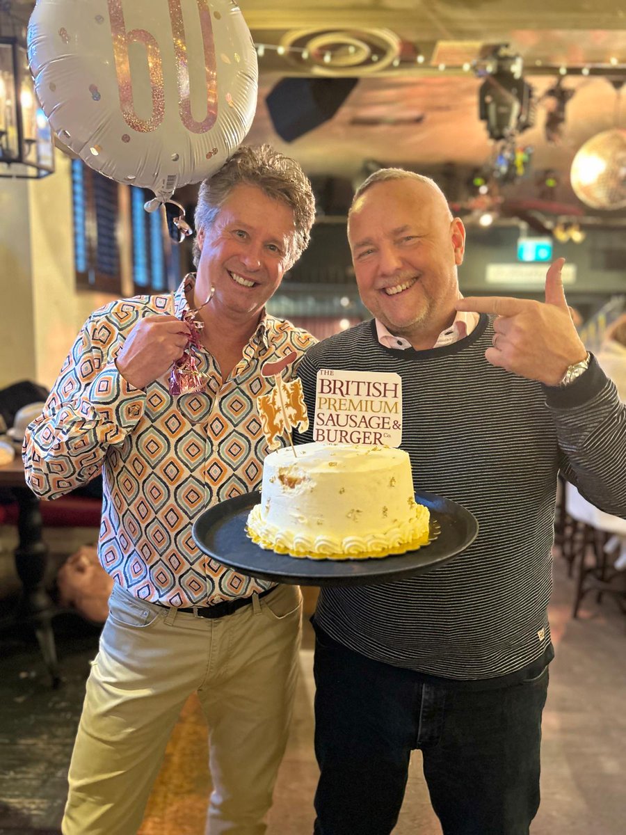 Our Staff Christmas Party was that much more memorable in 2024, Andrew was 60 on the 29th of December, we surprised him with this birthday cake and balloons Staff party at Revolution De Cuba in Harrogate pictured below Ian Cundell and Andrew Dalton from britishpremiumsausages.co.uk