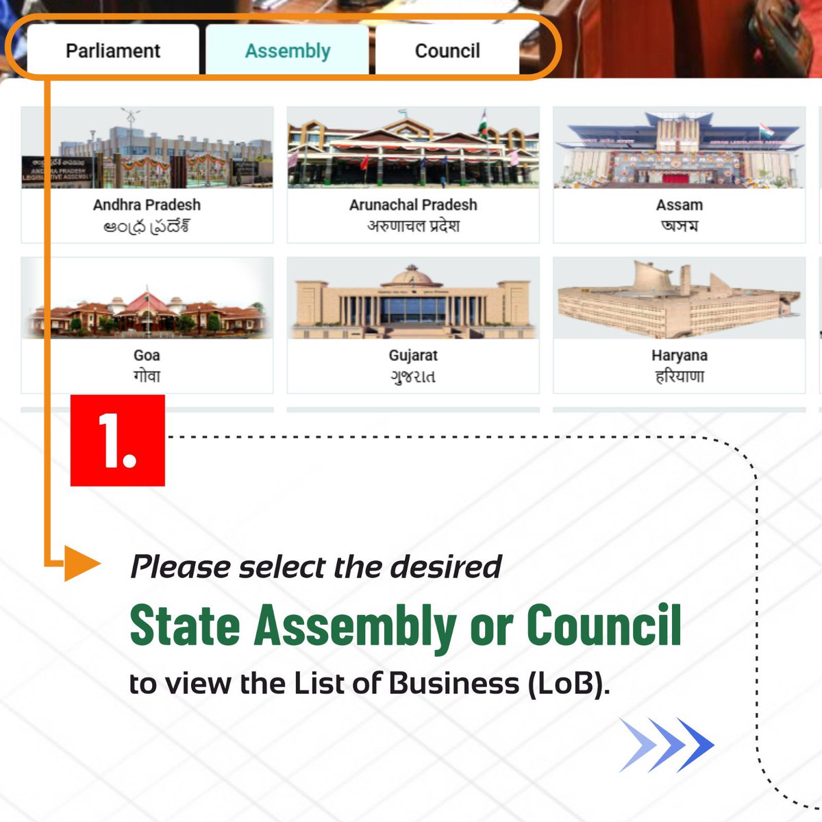 mpa_india's tweet photo. Streamline legislative processes with ease! Navigate the List of Business (LoB) seamlessly on the @neva_mpa portal and stay updated. 
#NeVAForAll #CitizenAwareness #DigitalIndia https://t.co/mYyiLHvLBX