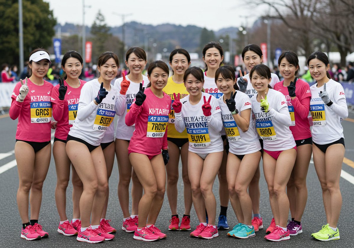 Bloomer_Bloomer's tweet photo. 我が町の市民マラソン、寒い日でしたがほとんどの女性参加者がわが社のブルマでした。#AI #AIart #ブルマ https://t.co/1F8YepMBOV