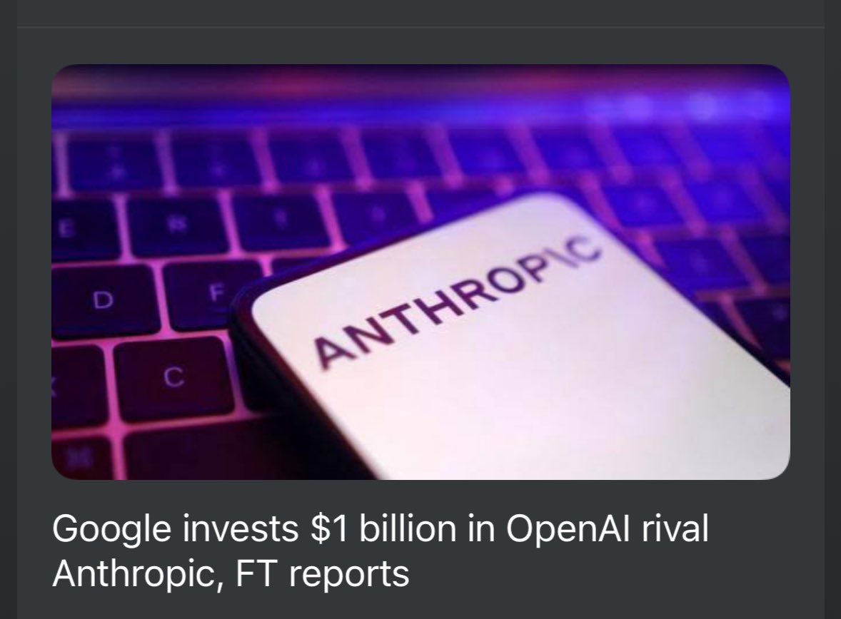 Big AI moves today. Add one more or the list hot off the press.

<a href="/Google/">Google</a> joins the fun with <a href="/AnthropicAI/">Anthropic</a>