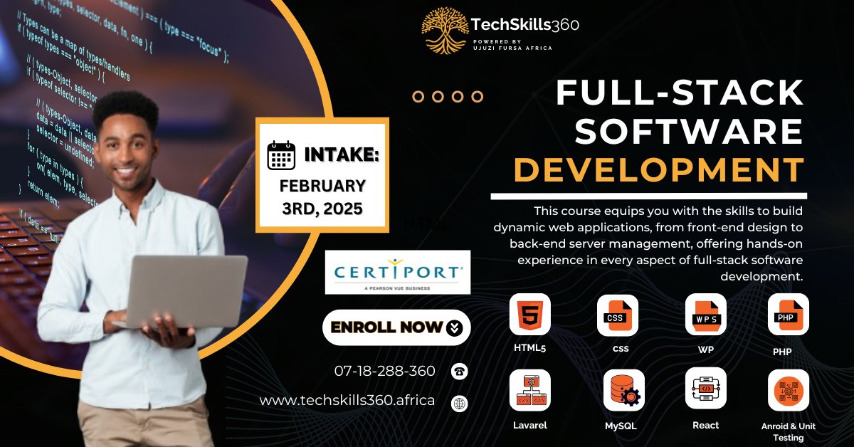 TechSkills360ke's tweet image. Unlock your tech future with our Fullstack Software Development course! Master front-end &amp;amp; back-end skills and build dynamic web apps. Join us at Devan Plaza, Westlands!
📞 0718367093 | 0717287360 | 0718288360
#FullstackPower #TechSkills360 #CodeYourFuture
