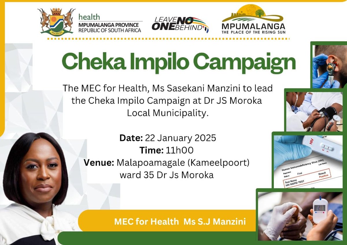 MpuHealth1's tweet photo. #LetsGrowMpumalangaTogether
#LeaveNoOneBehind
#HealthcareForAll #ChekaImpilo
#KnowYourHealthStatus https://t.co/srigGvrkIc
